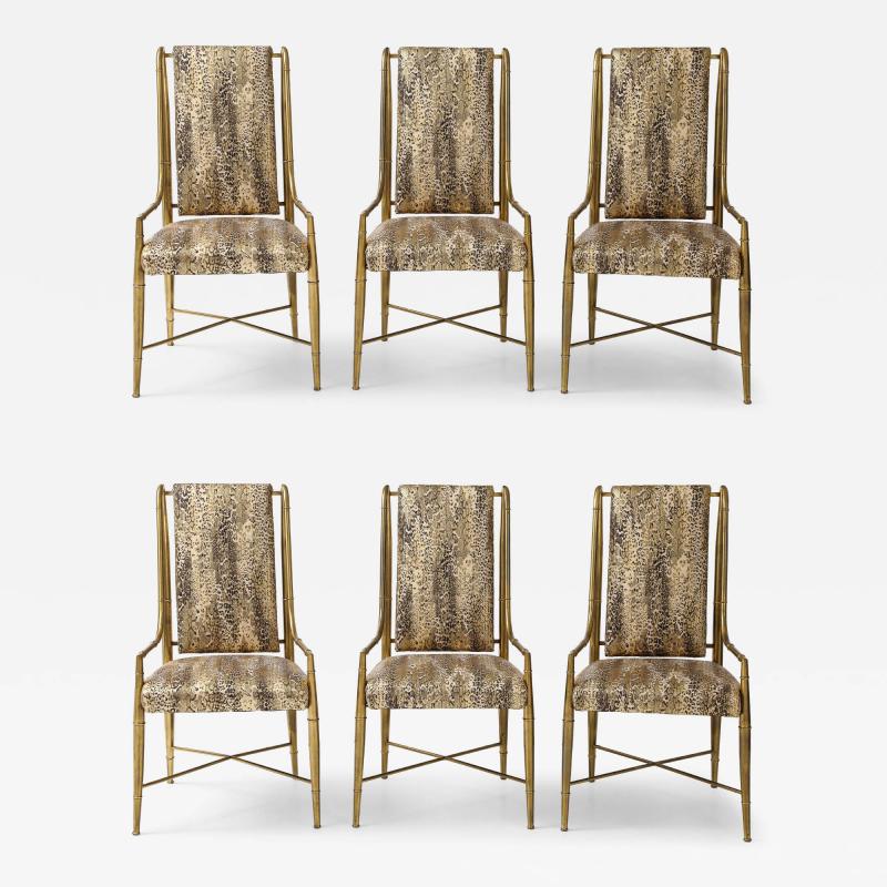  Mastercraft 6 Mastercraft Brass Bamboo Dining Chairs