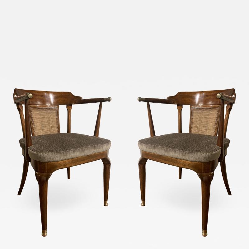  Mastercraft A Rare Pair of Walnut Arm Chairs by Mastercraft