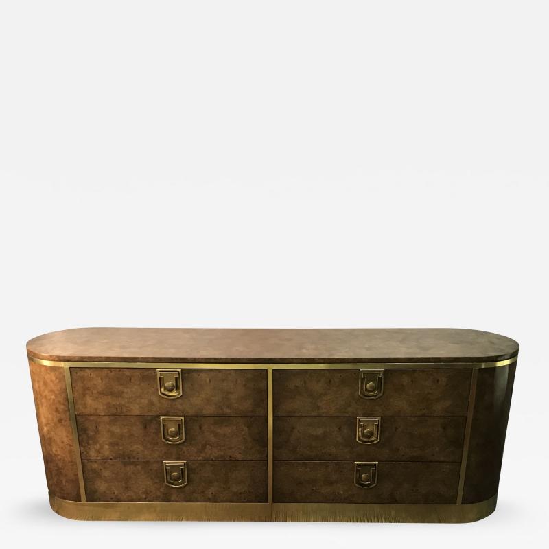  Mastercraft Burlwood and Brass Mastercraft Dresser