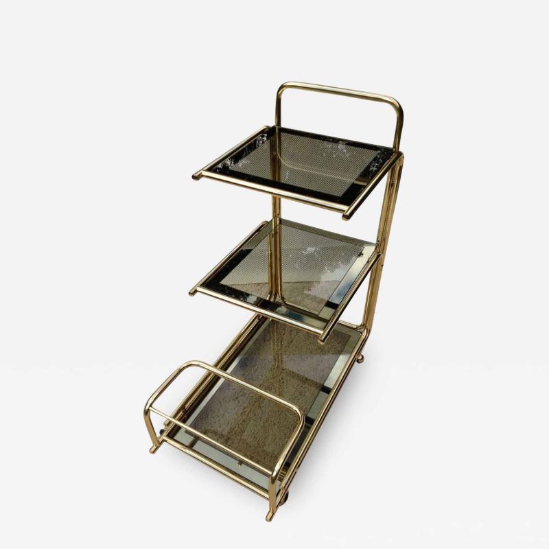  Mastercraft Mastercraft 1960s Rolling Bar Cart with Mirrored Glass Bottle Holder