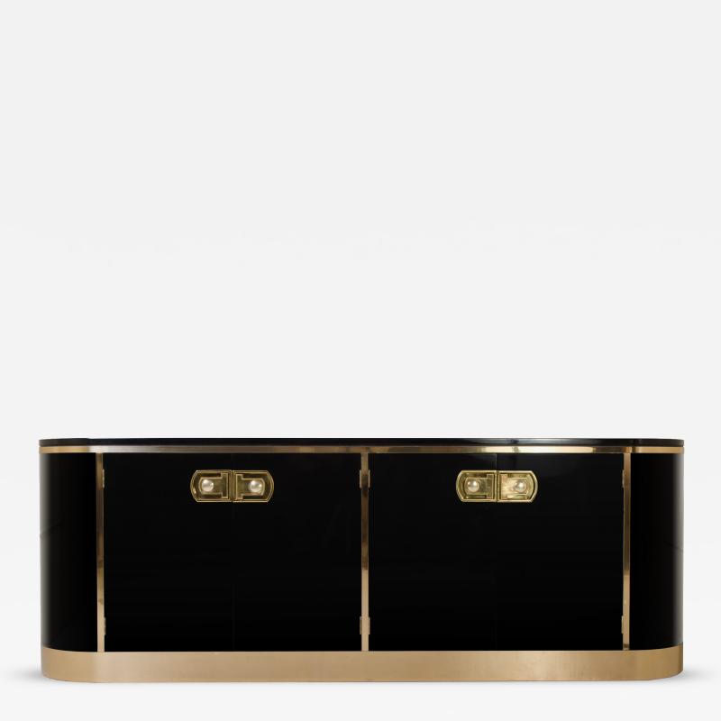  Mastercraft Mastercraft Ebony Lacquer Polished Brass Credenza