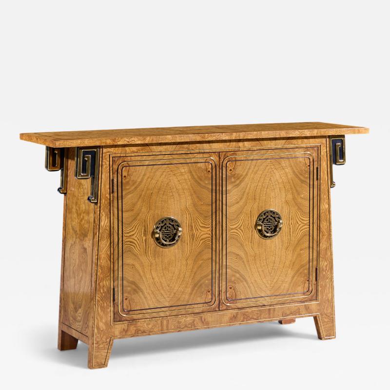  Mastercraft Mastercraft Mid Century Burlwood and Brass Console Credenza
