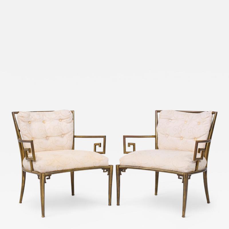  Mastercraft Mastercraft Mid Century Greek Key Lounge Chairs Pair