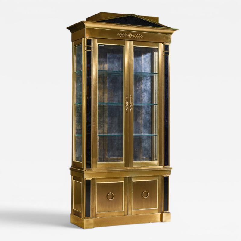  Mastercraft Mastercraft Neoclassical Brass and Glass Vitrine Cabinet
