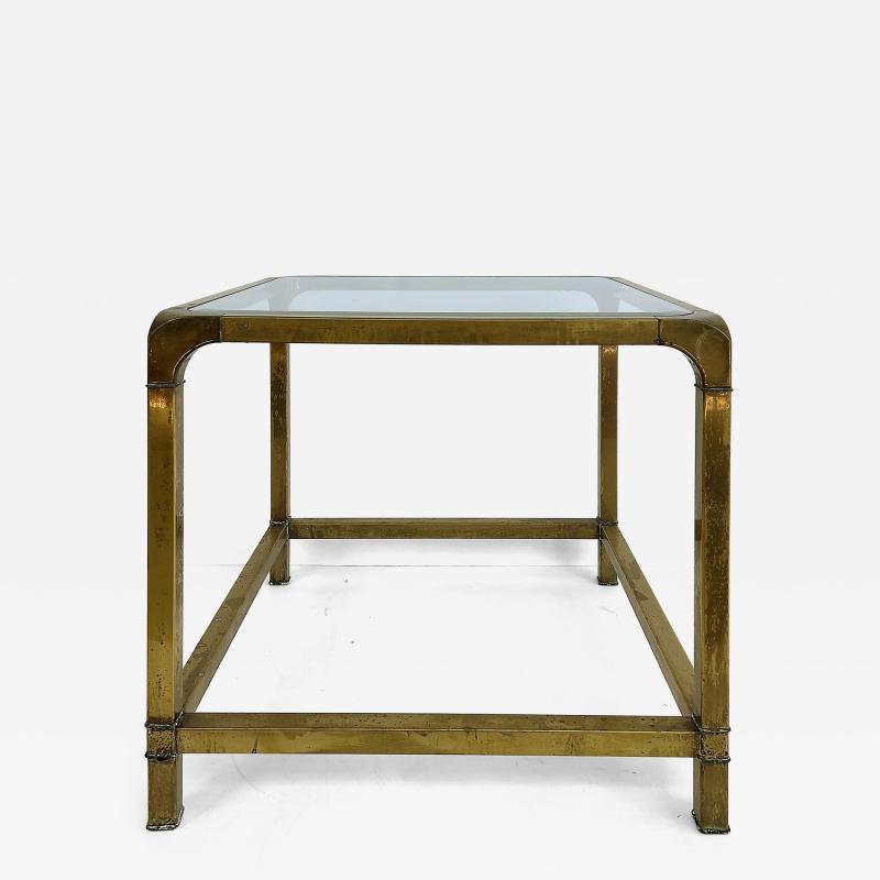  Mastercraft Mastercraft Two Tiered Brass and Glass Side Table Beveled Top