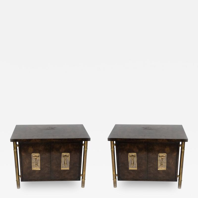  Mastercraft Pair of 2 Mid Century Burl Wood End Tables