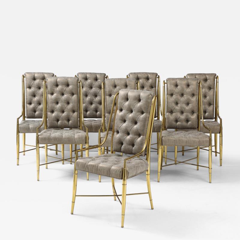  Mastercraft Set of 8 Brass Imperial Dining Chairs By Weiman Warren Llyod for Mastercraft