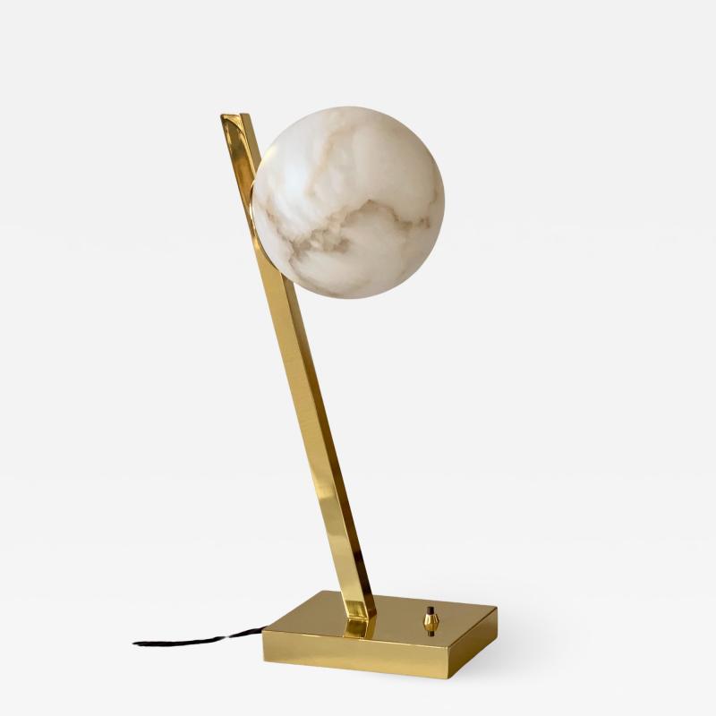  Matlight Milano Contemporary Italian Minimalist Geometric White Alabaster Offset Brass Lamp