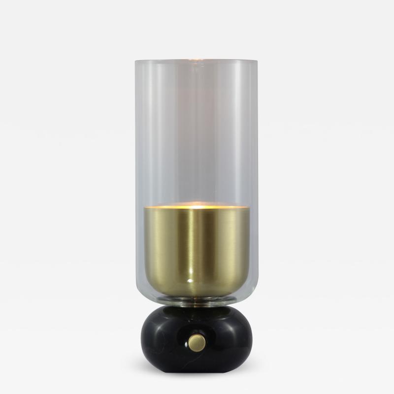  Matlight Milano E Elizarova for Matlight Italian Black Marble Glass and Brass Flute Table Lamp