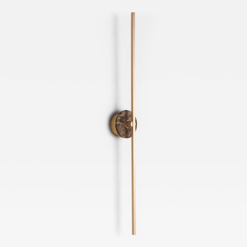  Matlight Milano Essential Italian Wall Sconce Grand Stick brass and Brown Emperador Marble