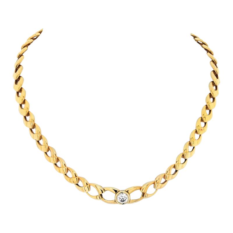  Mauboussin MAUBOUSSIN 18K YELLOW GOLD SINGLE DIAMOND OPEN LINK CHOCKER NECKLACE