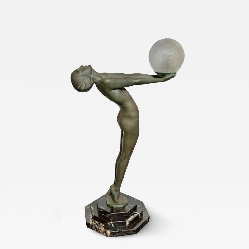  Max Le Verrier Art Deco Light Statue by Max Le Verrier Iconic Clarte Large Rare Vintage Model