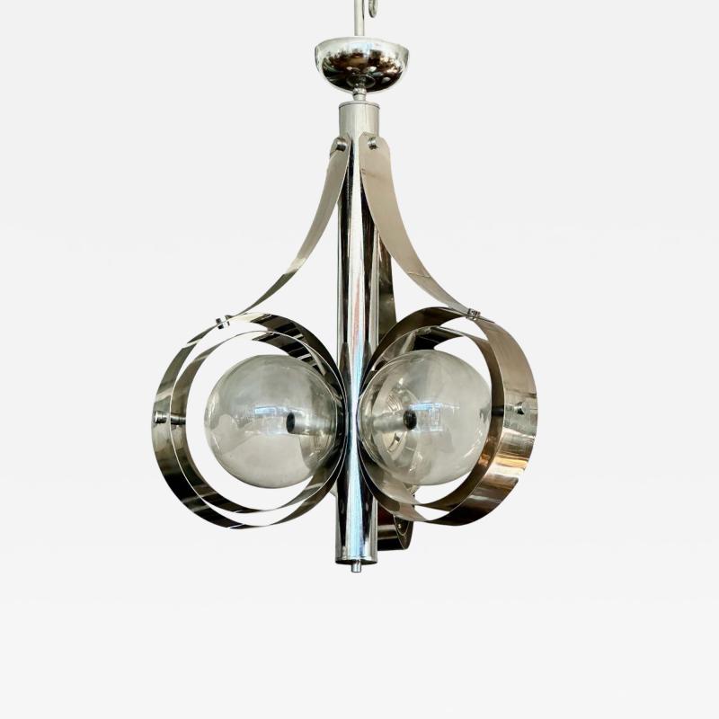  Mazzega Murano Chrome and Murano Glass chandelier by Mazzega