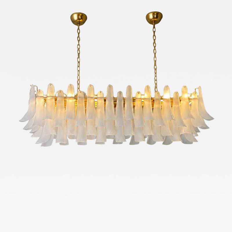  Mazzega Murano Contemporary Modern Frosted Selle Murano Glass Rectangular Chandelier
