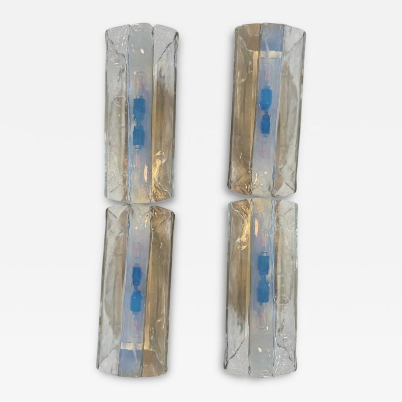  Mazzega Murano Pair of Italian Murano Glass Double Sconces by Mazzega