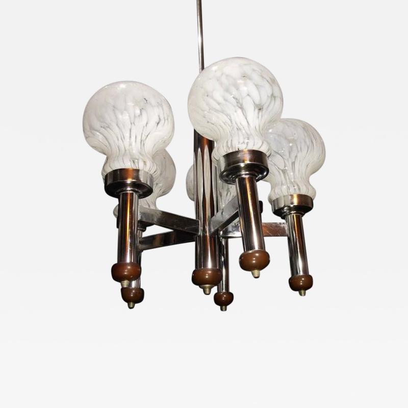  Mazzega Murano Snow Glass Chandelier by Mazzega 1970