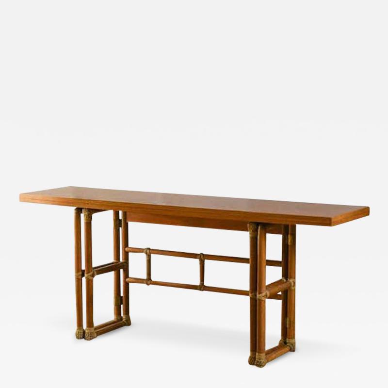  McGuire Furniture 1970s McGuire console with flip top top 