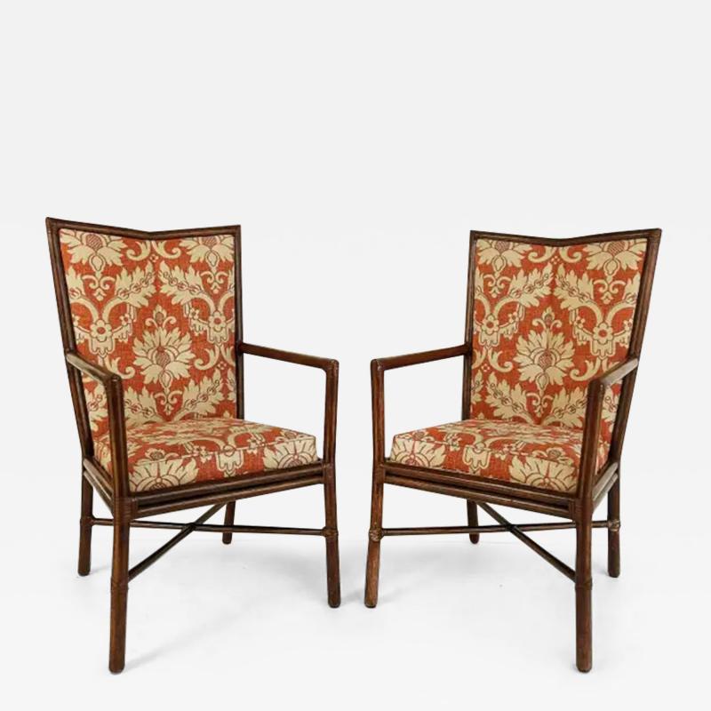  McGuire Furniture John and Elinor McGuire Barbara Barry McGuire Rattan Rawhide Dining Room Chairs New Upholstery Set 8