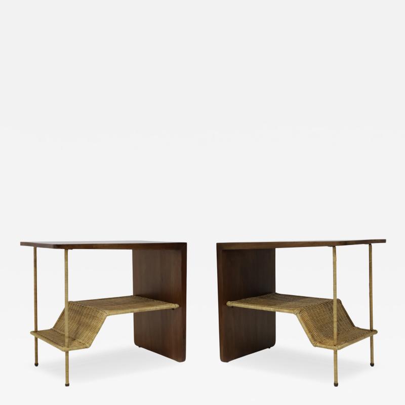  McGuire Furniture John and Elinor McGuire Pair of McGuire Dornick Side Tables or Nightstands
