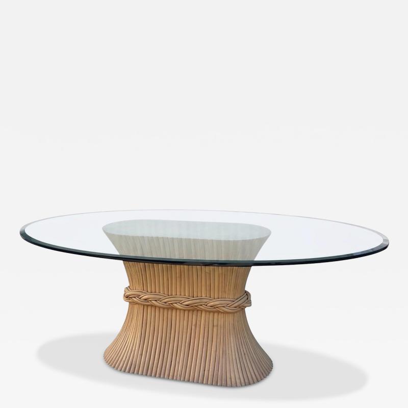  McGuire Furniture John and Elinor McGuire Vintage McGuire Furniture Co Glass Top Horse Track Dining Table