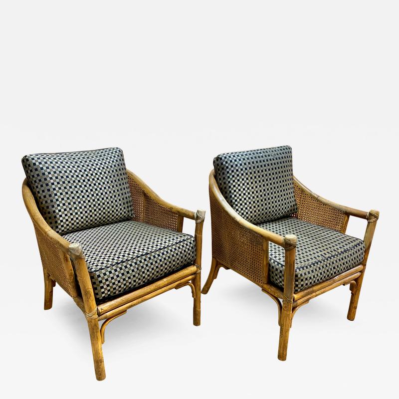  McGuire Furniture Pair of McGuire Coastal Arm or Tub Chairs 