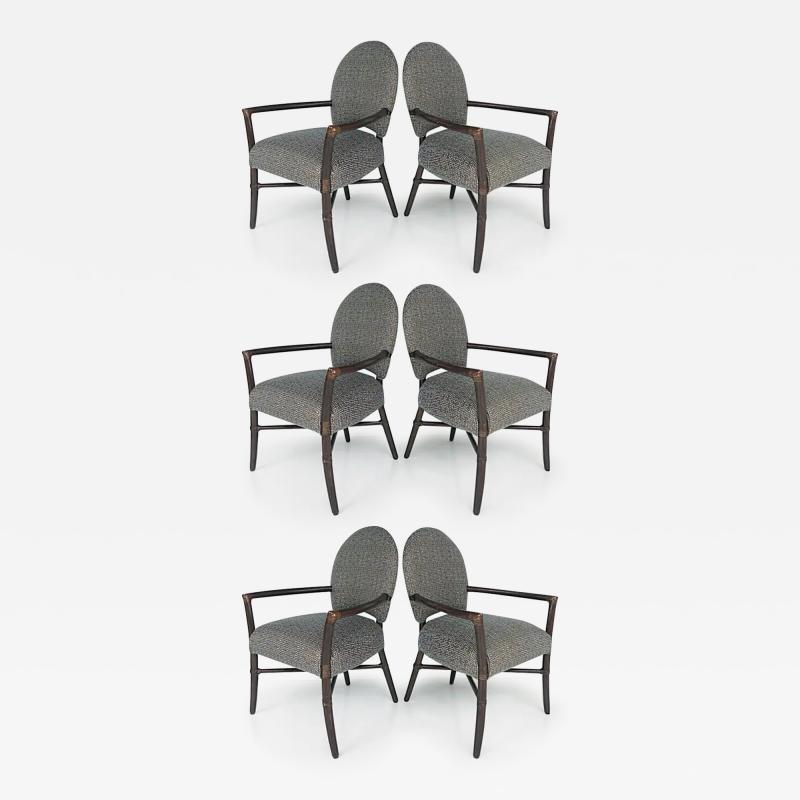  McGuire Furniture Vintage McGuire San Francisco Dining Armchairs Upholstered Set of 6