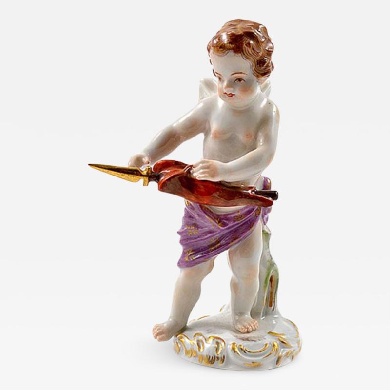  Meissen Antique Meissen Porcelain Figurine of a Cupid Holding an Arrow