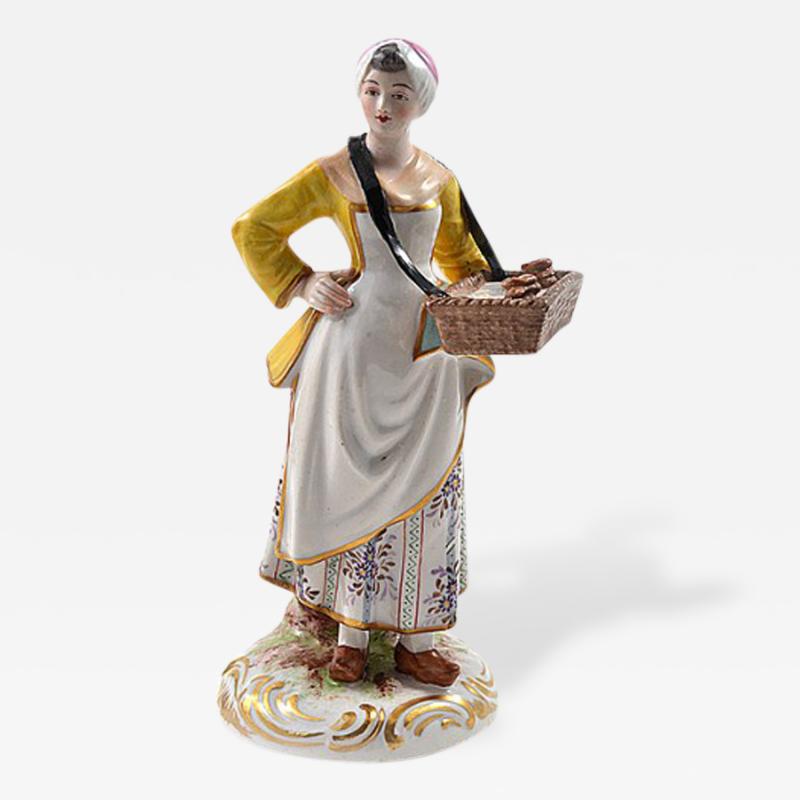  Meissen Meissen Porcelain Figurine Girl with a Basket of Baked Pretzels