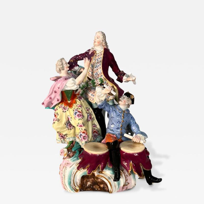  Meissen Porcelain Manufactory A MEISSEN PORCELAIN FIGURAL GROUP DRUMMER AND DANCERS 19TH CENTURY