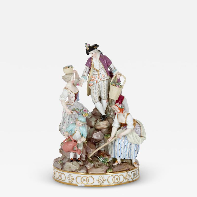  Meissen Porcelain Manufactory A large Meissen porcelain group of gardeners late 19th century