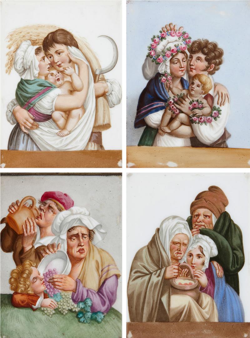  Meissen Porcelain Manufactory Four Meissen porcelain plaques depicting the Four Seasons