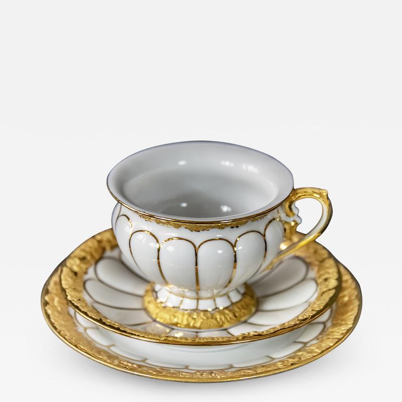  Meissen Porcelain Manufactory Meissen Porcelain Coffee Cup with Saucer and Dessert Plate