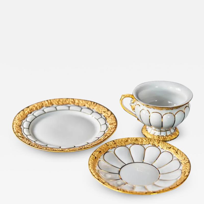  Meissen Porcelain Manufactory Meissen Porcelain Coffee Cup with Saucer and Dessert Plate