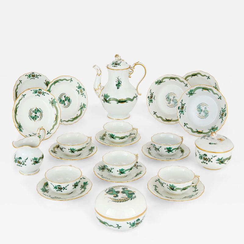  Meissen Porcelain Manufactory Meissen Porcelain Green Dragon Coffee Service