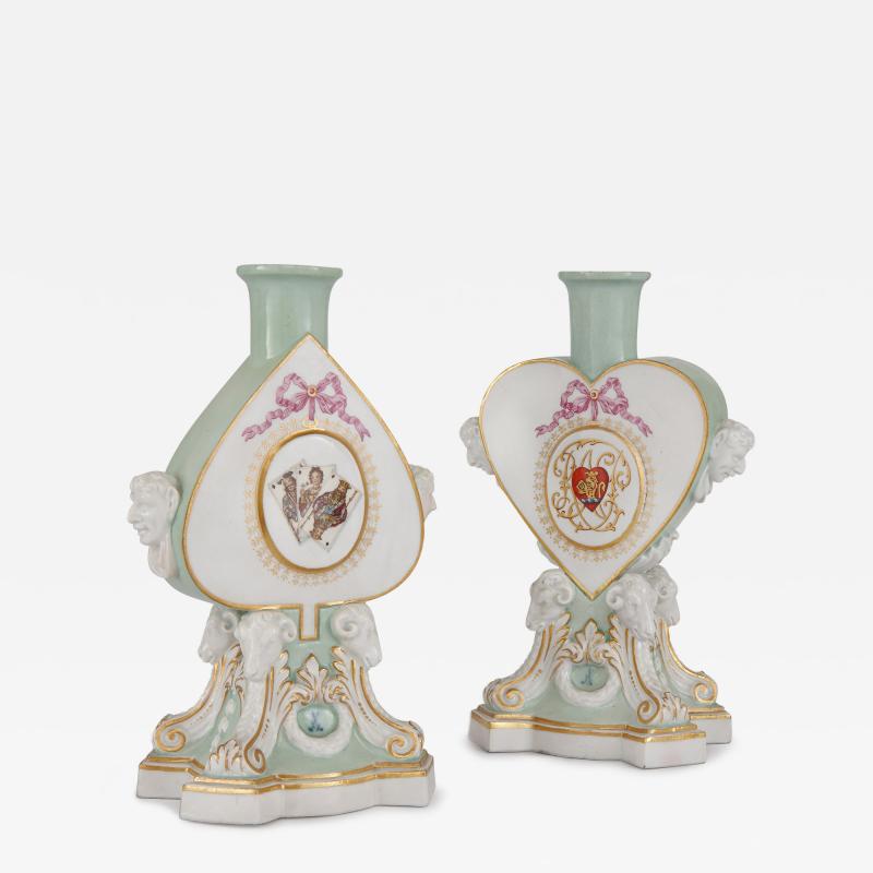  Meissen Porcelain Manufactory Pair of Meissen porcelain heart shaped candleholders