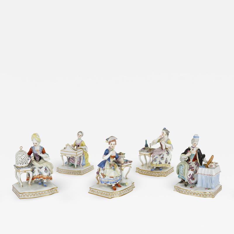 Meissen Porcelain Manufactory Set of five allegorical porcelain sculptures by Meissen
