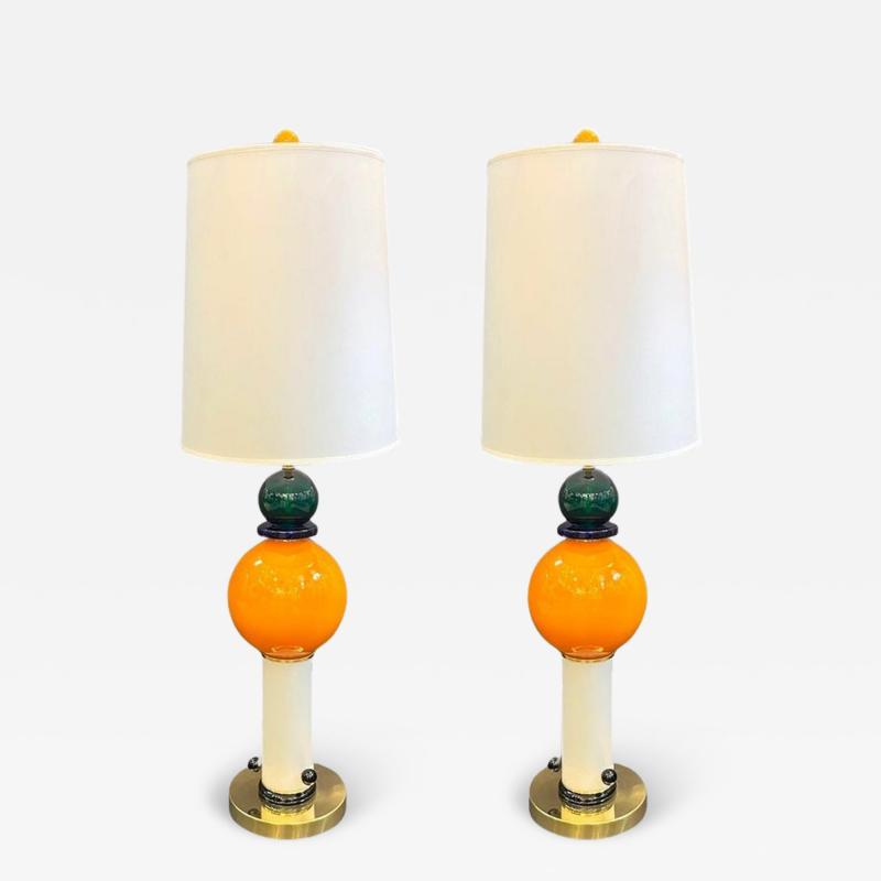  Memphis Design Memphis Group Postmodern Italian Memphis Style Green Blue White Orange Murano Glass Lamps
