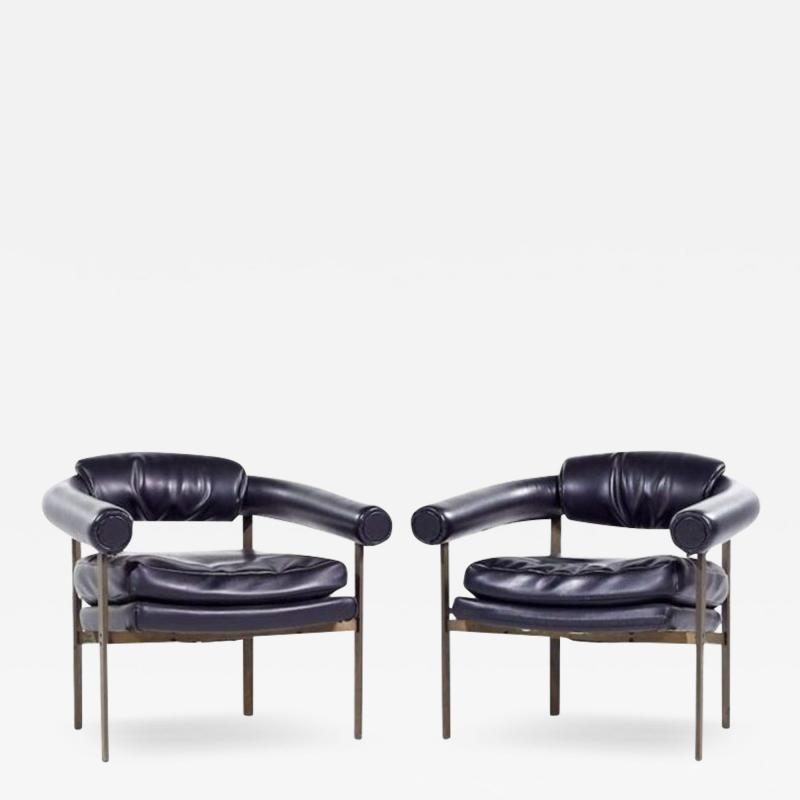  Metropolitan Furniture Metropolitan Mid Century Bronze Lounge Chairs Pair