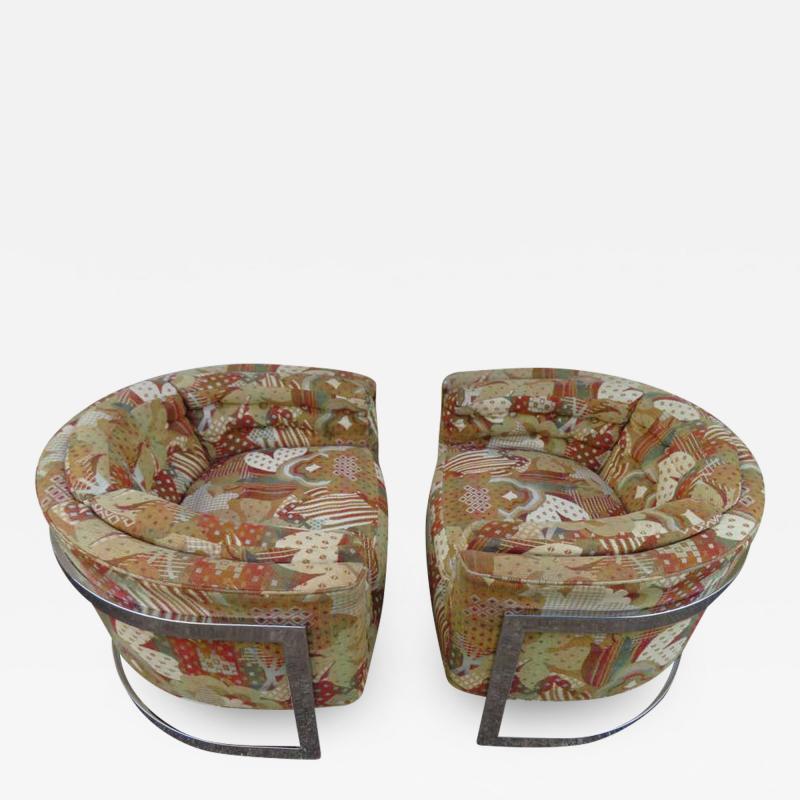  Metropolitan Furniture Pair of Metropolitan Barrel Back Lounge Chairs Mid Century Modern