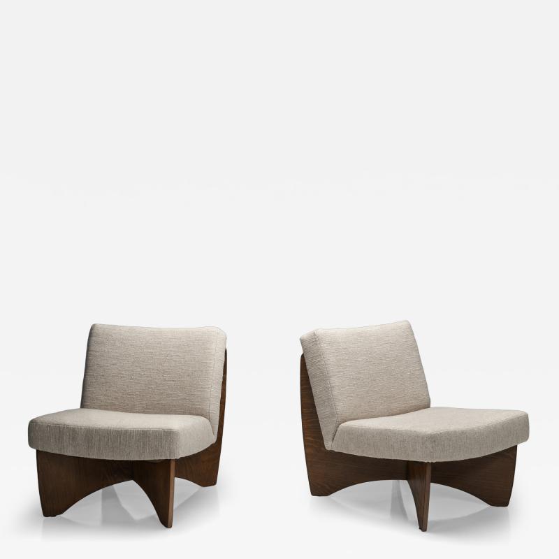  Metz Co Pair of Modern Lounge Chairs with Crossed Base for Metz Co Germany 1970s