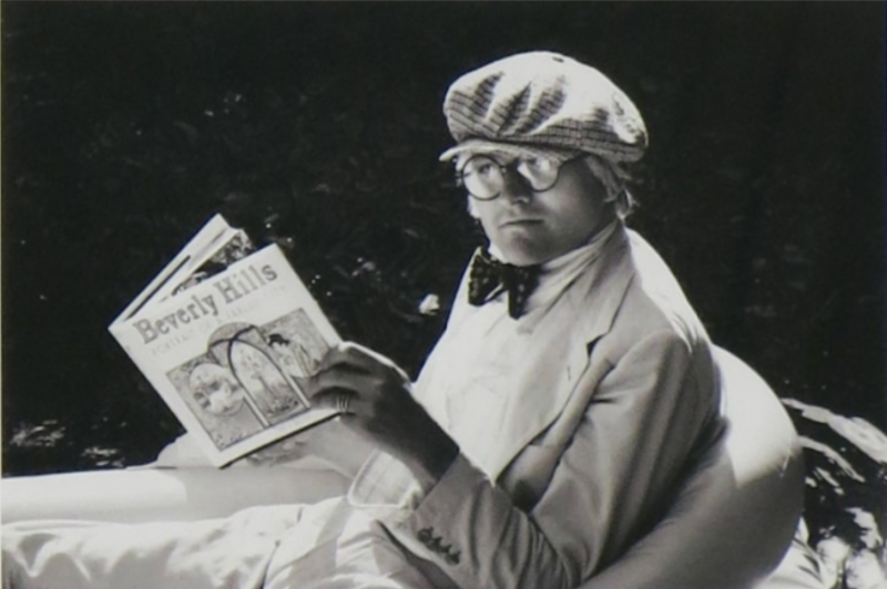  Michael Childers David Hockney Hockney in raft with book 1980