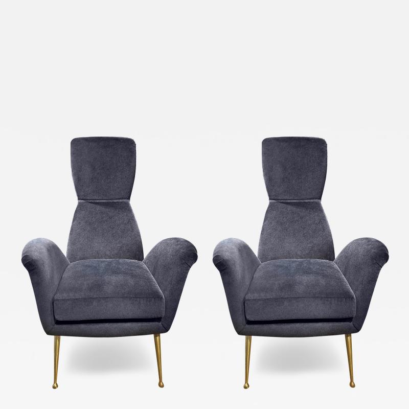  Minotti Pair Of Italian Modern Sculptural Lounge Chairs