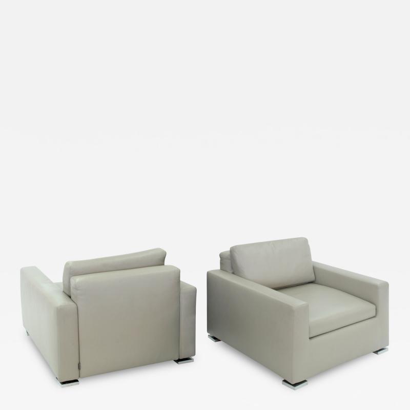  Minotti Pair of Clean Line Club Chairs by Minotti