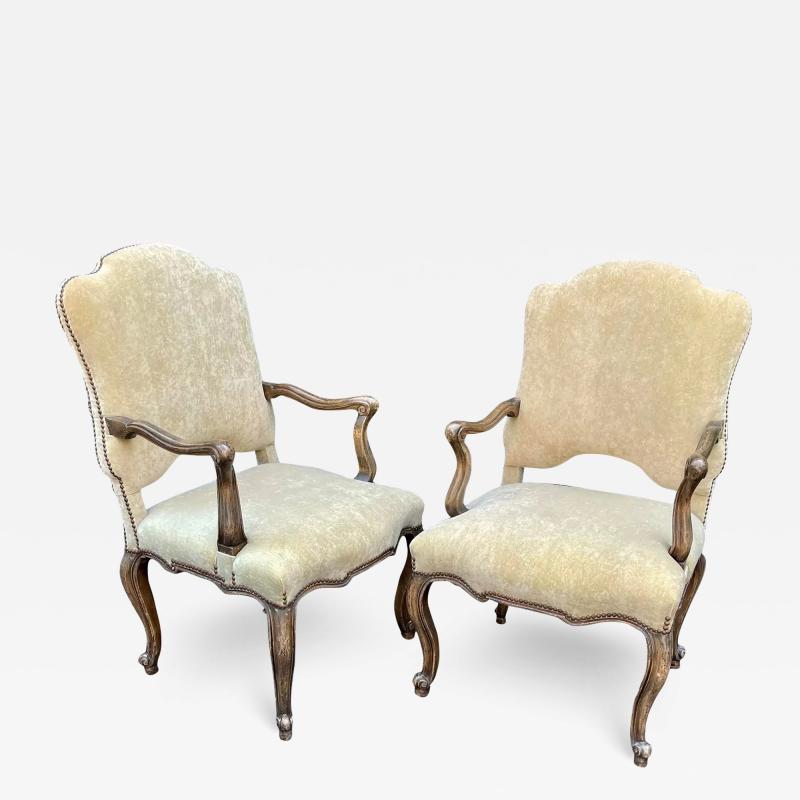 Minton Spidell Early 19th C Style Minton Spidell Regence Beige Velvet Arm Chairs a Pair