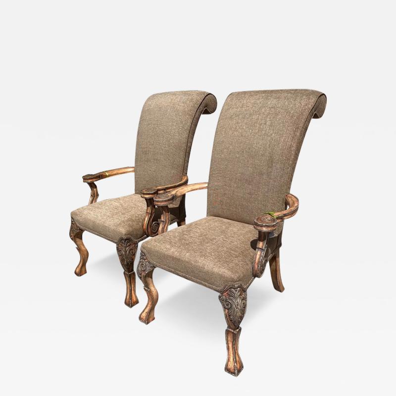  Minton Spidell Pair of Minton Spidell Scroll Back Regency Arm Chairs