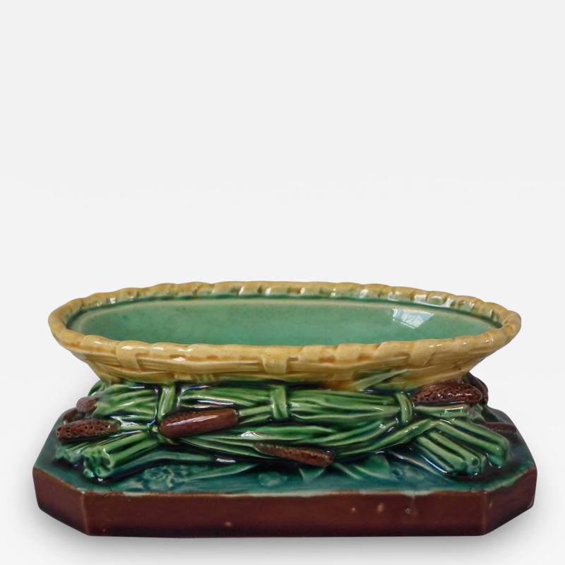  Minton Victorian Minton Majolica Bullrush Cattail Dish