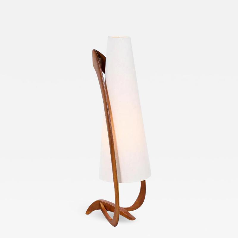  Modeline Mid Century Sculpted Walnut Floor Lamp by Modeline of California