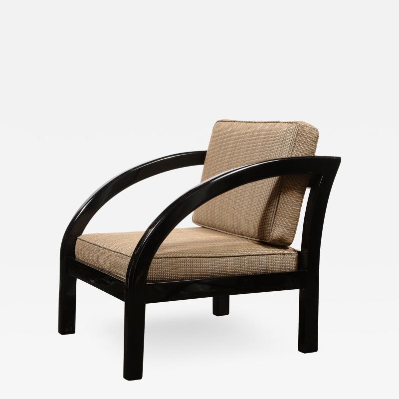  Modernage Furniture Company Art Deco Black Lacquer Streamlined Armchair by Modernage Furniture Company