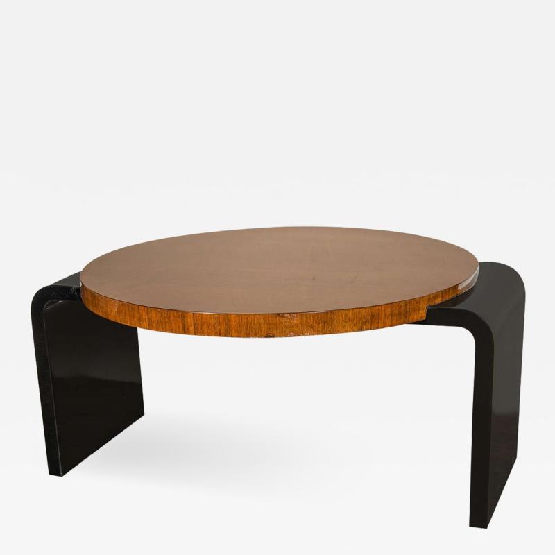  Modernage Furniture Company Streamline Art Deco Occasional Table in Walnut Black Lacquer by Modernage