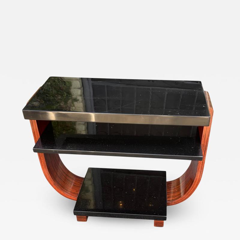  Modernage Furniture Company Vintage Art Deco Macassar Black Lacquer Side Table by Modernage Furniture Co